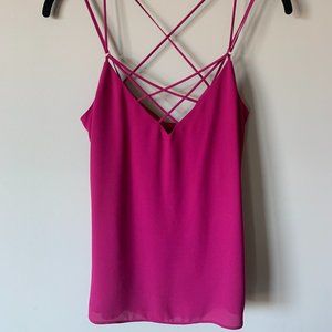 Express Tank Top (skinny straps) - Criss Cross V-neck in Purple/Magenta